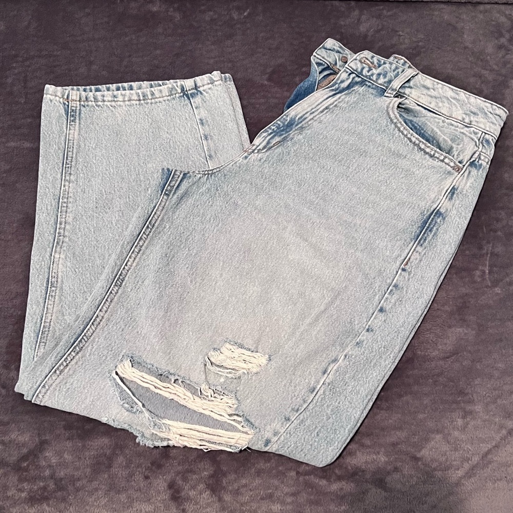Garage brand high rise baggy distressed jeans in Briar Blue
